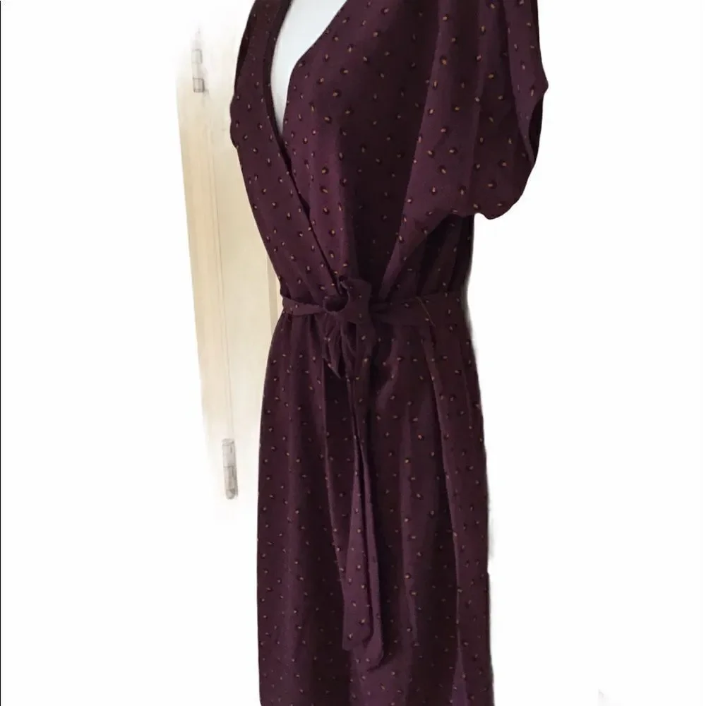 NWOT Bobeau Short Sleeve Burgundy Wine Casual Soft Feminine Classic Dress S - Picture 3 of 9